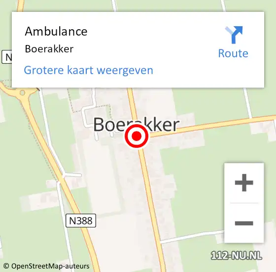 Locatie op kaart van de 112 melding: Ambulance Boerakker op 21 september 2022 20:09