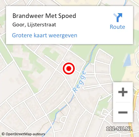 Locatie op kaart van de 112 melding: Brandweer Met Spoed Naar Goor, Lijsterstraat op 21 september 2022 20:10