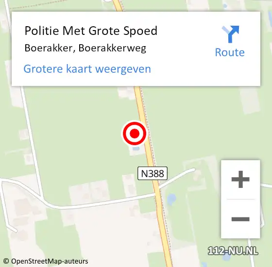 Locatie op kaart van de 112 melding: Politie Met Grote Spoed Naar Boerakker, Boerakkerweg op 21 september 2022 20:17