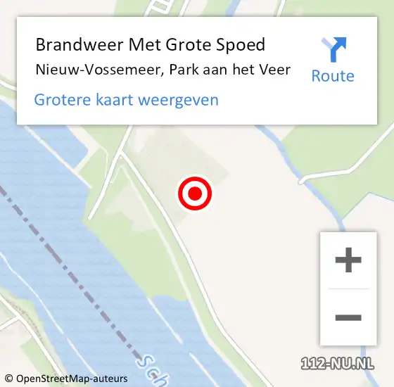 Locatie op kaart van de 112 melding: Brandweer Met Grote Spoed Naar Nieuw-Vossemeer, Park aan het Veer op 21 september 2022 20:26