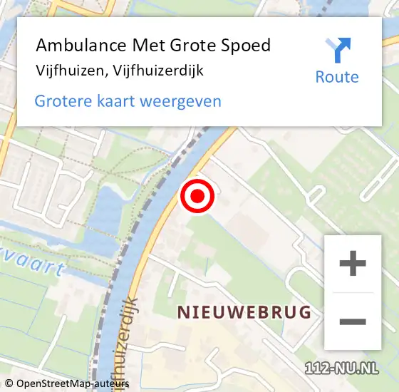 Locatie op kaart van de 112 melding: Ambulance Met Grote Spoed Naar Vijfhuizen, Vijfhuizerdijk op 21 september 2022 20:31