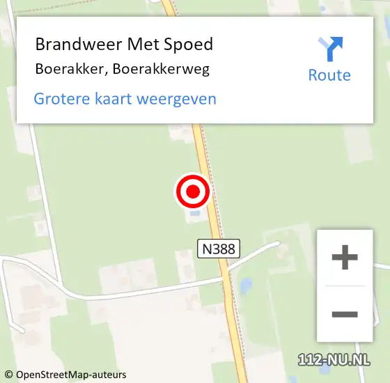 Locatie op kaart van de 112 melding: Brandweer Met Spoed Naar Boerakker, Boerakkerweg op 21 september 2022 20:36