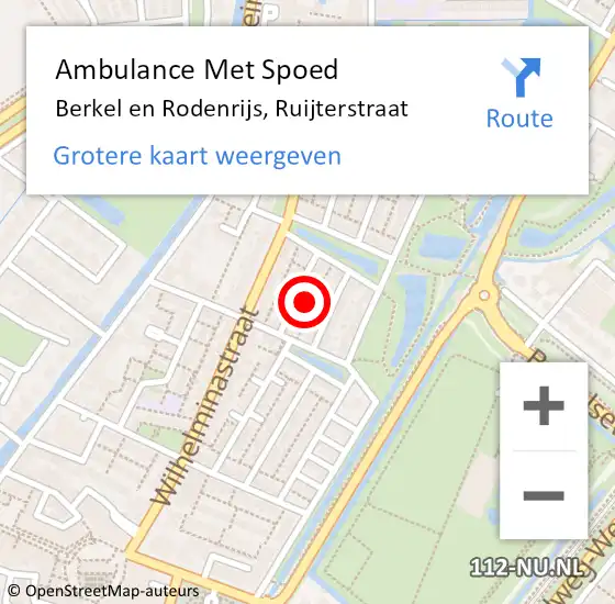 Locatie op kaart van de 112 melding: Ambulance Met Spoed Naar Berkel en Rodenrijs, Ruijterstraat op 21 september 2022 20:37