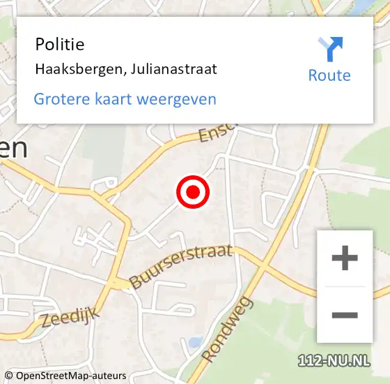 Locatie op kaart van de 112 melding: Politie Haaksbergen, Julianastraat op 21 september 2022 20:37