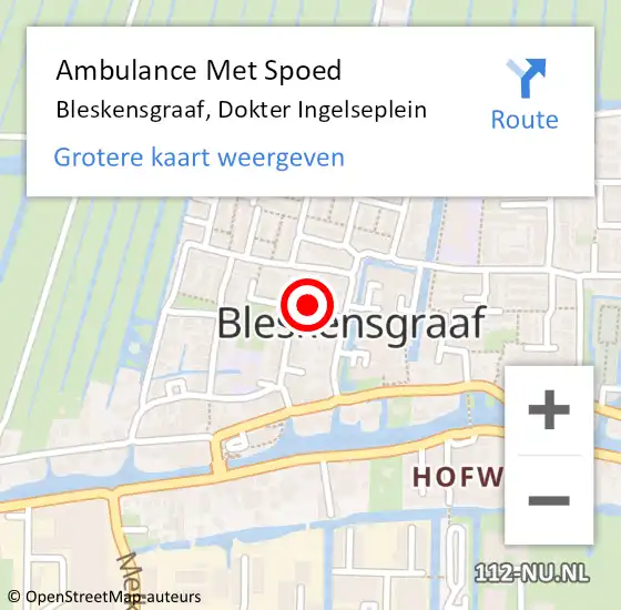 Locatie op kaart van de 112 melding: Ambulance Met Spoed Naar Bleskensgraaf, Dokter Ingelseplein op 21 september 2022 20:56