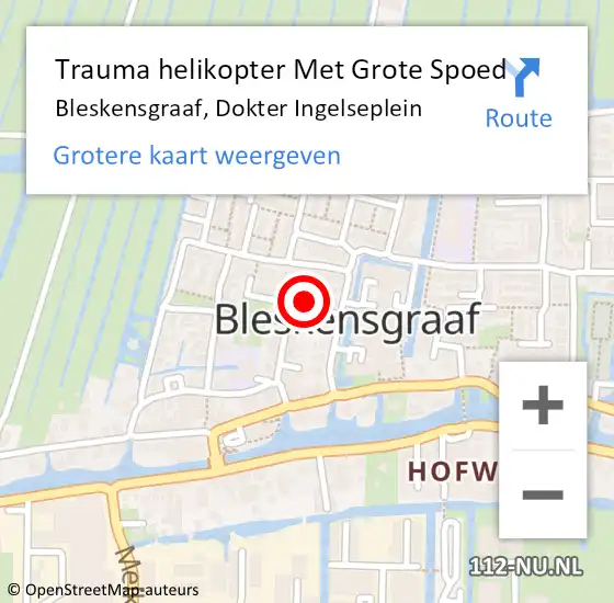 Locatie op kaart van de 112 melding: Trauma helikopter Met Grote Spoed Naar Bleskensgraaf, Dokter Ingelseplein op 21 september 2022 20:58