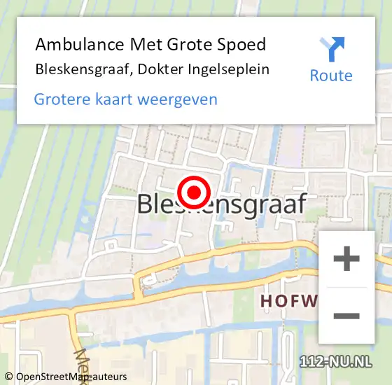 Locatie op kaart van de 112 melding: Ambulance Met Grote Spoed Naar Bleskensgraaf, Dokter Ingelseplein op 21 september 2022 21:00