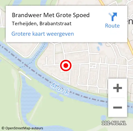 Locatie op kaart van de 112 melding: Brandweer Met Grote Spoed Naar Terheijden, Brabantstraat op 21 september 2022 21:03