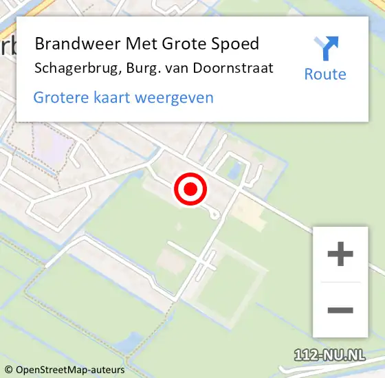 Locatie op kaart van de 112 melding: Brandweer Met Grote Spoed Naar Schagerbrug, Burg. van Doornstraat op 21 september 2022 21:09