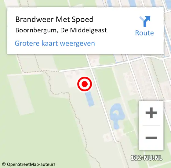 Locatie op kaart van de 112 melding: Brandweer Met Spoed Naar Boornbergum, De Middelgeast op 21 september 2022 21:31