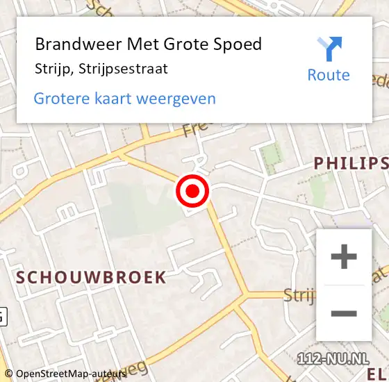 Locatie op kaart van de 112 melding: Brandweer Met Grote Spoed Naar Strijp, Strijpsestraat op 30 juli 2014 02:04