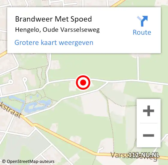 Locatie op kaart van de 112 melding: Brandweer Met Spoed Naar Hengelo, Oude Varsselseweg op 21 september 2022 22:39