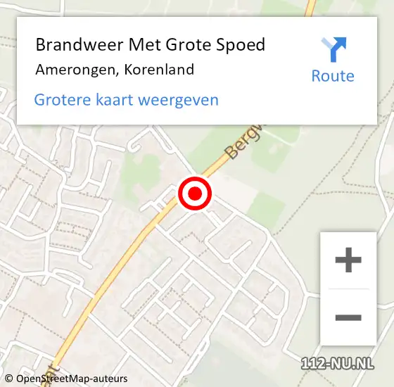 Locatie op kaart van de 112 melding: Brandweer Met Grote Spoed Naar Amerongen, Korenland op 21 september 2022 23:04