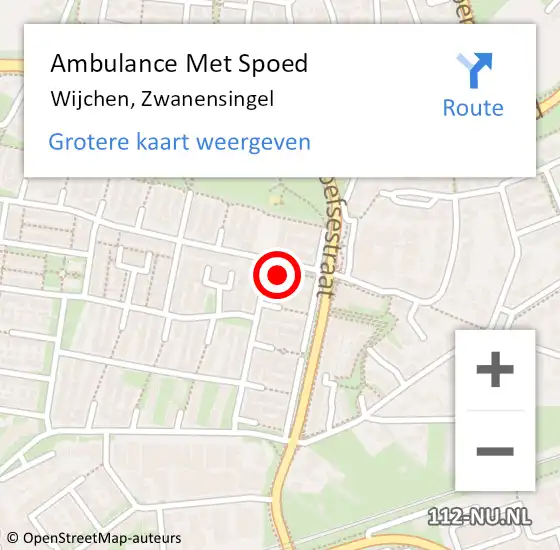 Locatie op kaart van de 112 melding: Ambulance Met Spoed Naar Wijchen, Zwanensingel op 21 september 2022 23:39