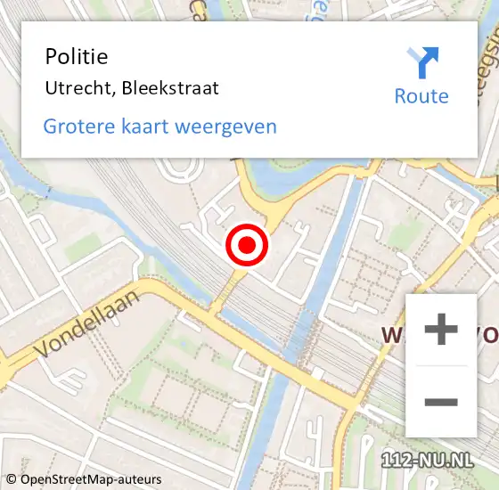 Locatie op kaart van de 112 melding: Politie Utrecht, Bleekstraat op 21 september 2022 23:39