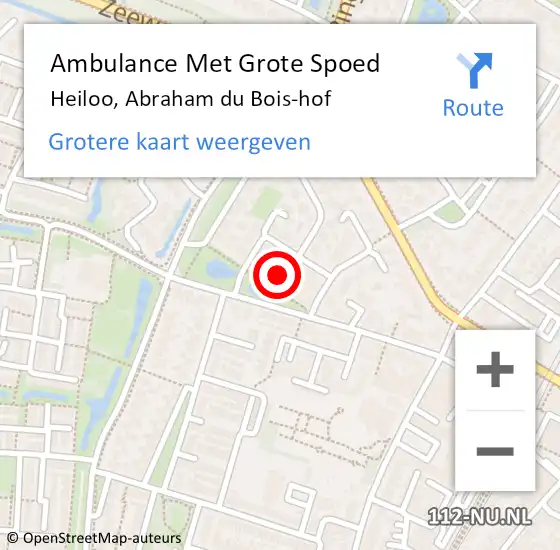 Locatie op kaart van de 112 melding: Ambulance Met Grote Spoed Naar Heiloo, Abraham du Bois-hof op 21 september 2022 23:40