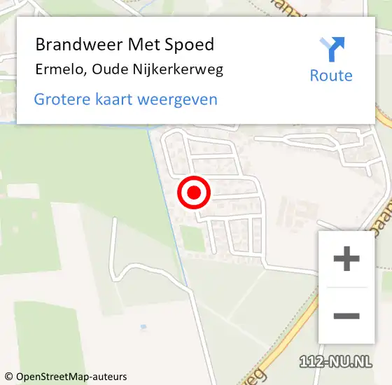 Locatie op kaart van de 112 melding: Brandweer Met Spoed Naar Ermelo, Oude Nijkerkerweg op 22 september 2022 01:07