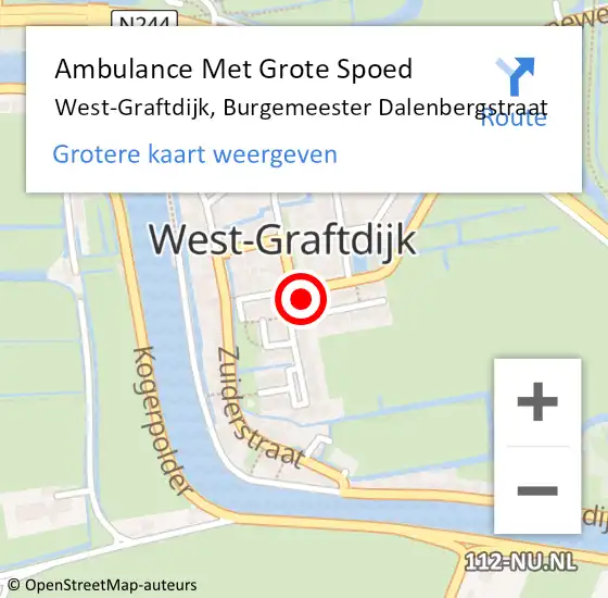 Locatie op kaart van de 112 melding: Ambulance Met Grote Spoed Naar West-Graftdijk, Burgemeester Dalenbergstraat op 22 september 2022 02:03