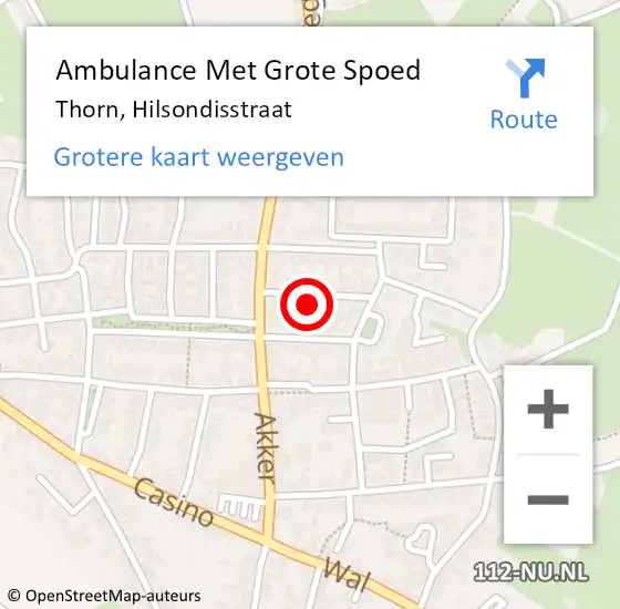 Locatie op kaart van de 112 melding: Ambulance Met Grote Spoed Naar Thorn, Hilsondisstraat op 22 september 2022 02:49