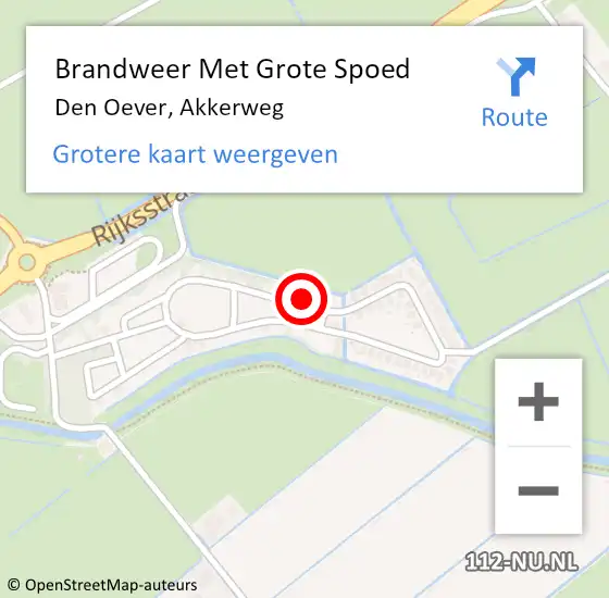 Locatie op kaart van de 112 melding: Brandweer Met Grote Spoed Naar Den Oever, Akkerweg op 22 september 2022 02:56