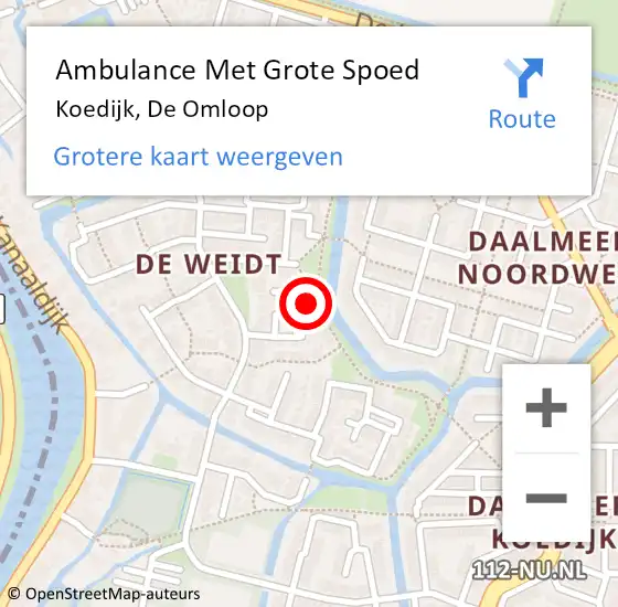 Locatie op kaart van de 112 melding: Ambulance Met Grote Spoed Naar Koedijk, De Omloop op 22 september 2022 03:15
