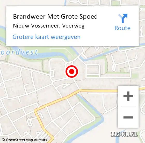 Locatie op kaart van de 112 melding: Brandweer Met Grote Spoed Naar Nieuw-Vossemeer, Veerweg op 22 september 2022 03:34