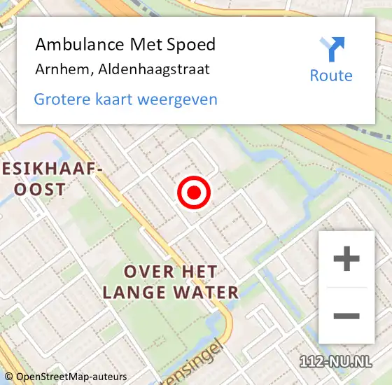 Locatie op kaart van de 112 melding: Ambulance Met Spoed Naar Arnhem, Aldenhaagstraat op 22 september 2022 04:52