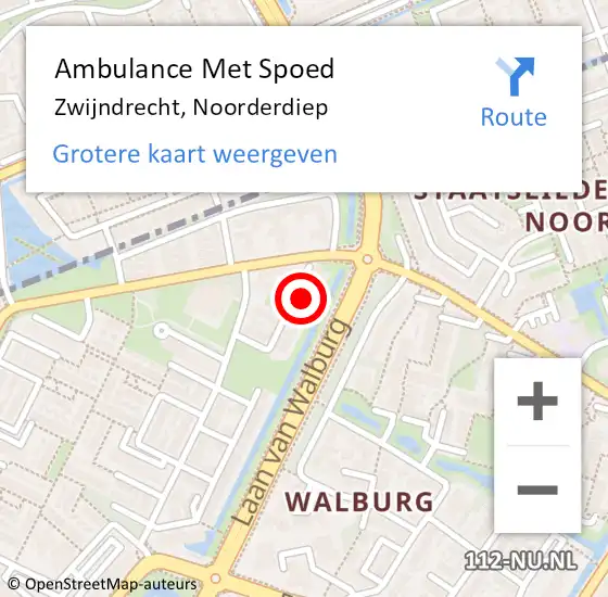 Locatie op kaart van de 112 melding: Ambulance Met Spoed Naar Zwijndrecht, Noorderdiep op 22 september 2022 05:36