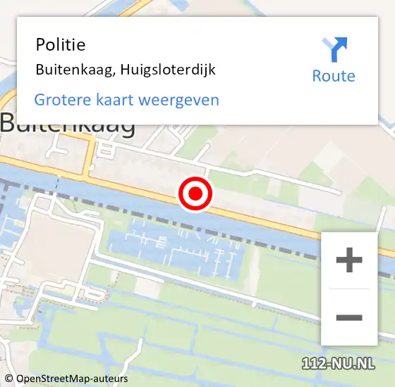 Locatie op kaart van de 112 melding: Politie Buitenkaag, Huigsloterdijk op 22 september 2022 06:16