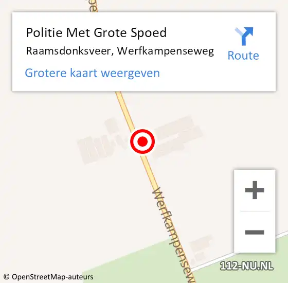 Locatie op kaart van de 112 melding: Politie Met Grote Spoed Naar Raamsdonksveer, Werfkampenseweg op 22 september 2022 06:34