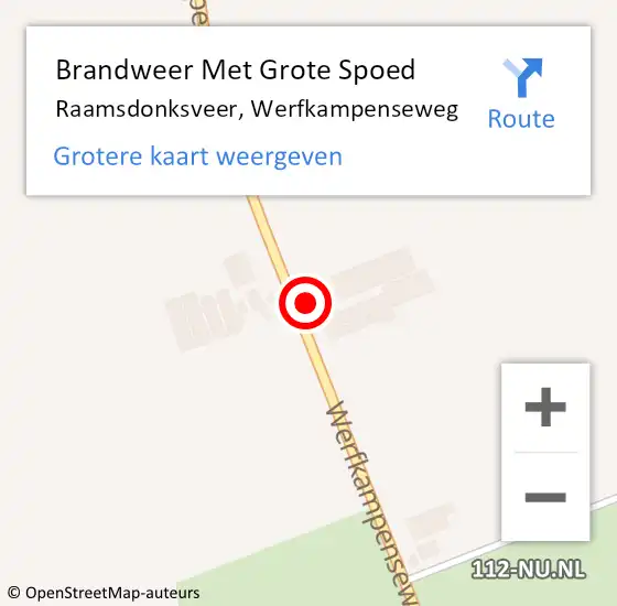 Locatie op kaart van de 112 melding: Brandweer Met Grote Spoed Naar Raamsdonksveer, Werfkampenseweg op 22 september 2022 06:34