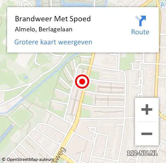 Locatie op kaart van de 112 melding: Brandweer Met Spoed Naar Almelo, Berlagelaan op 22 september 2022 06:51