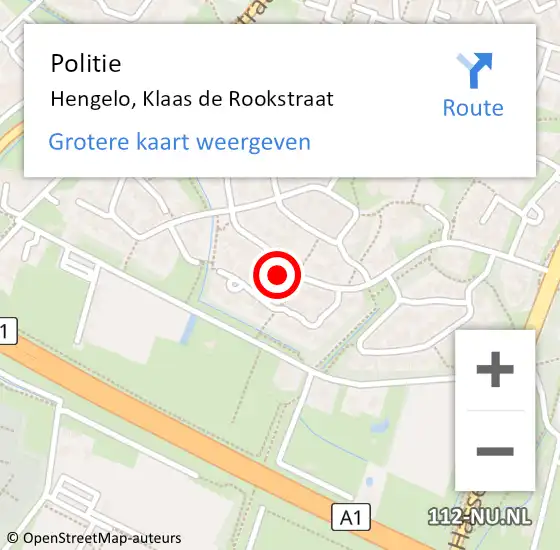 Locatie op kaart van de 112 melding: Politie Hengelo, Klaas de Rookstraat op 22 september 2022 07:35