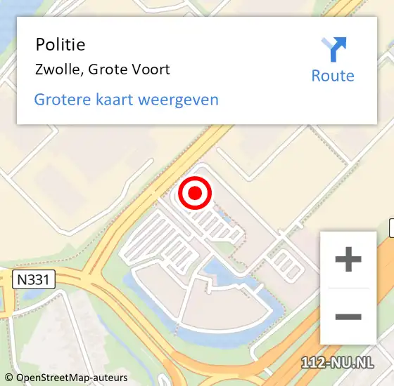 Locatie op kaart van de 112 melding: Politie Zwolle, Grote Voort op 22 september 2022 07:55