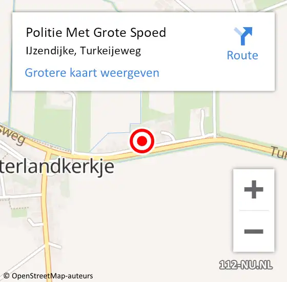 Locatie op kaart van de 112 melding: Politie Met Grote Spoed Naar IJzendijke, Turkeijeweg op 22 september 2022 08:02