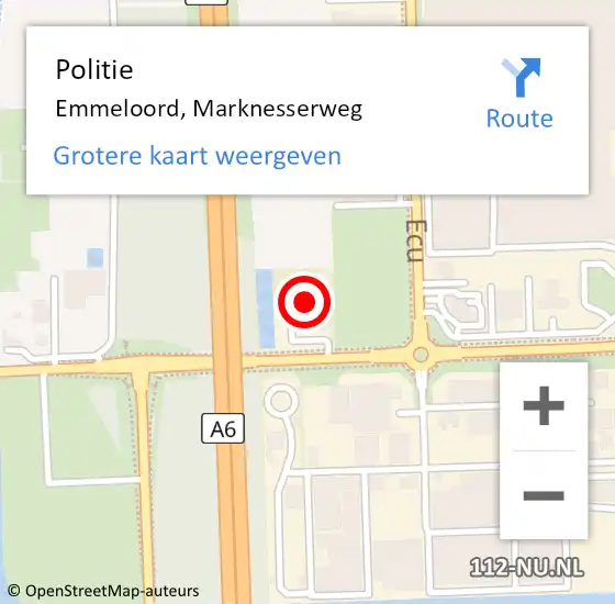 Locatie op kaart van de 112 melding: Politie Emmeloord, Marknesserweg op 22 september 2022 08:29