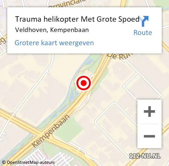 Locatie op kaart van de 112 melding: Trauma helikopter Met Grote Spoed Naar Veldhoven, Kempenbaan op 22 september 2022 08:39