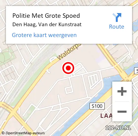 Locatie op kaart van de 112 melding: Politie Met Grote Spoed Naar Den Haag, Van der Kunstraat op 22 september 2022 08:44