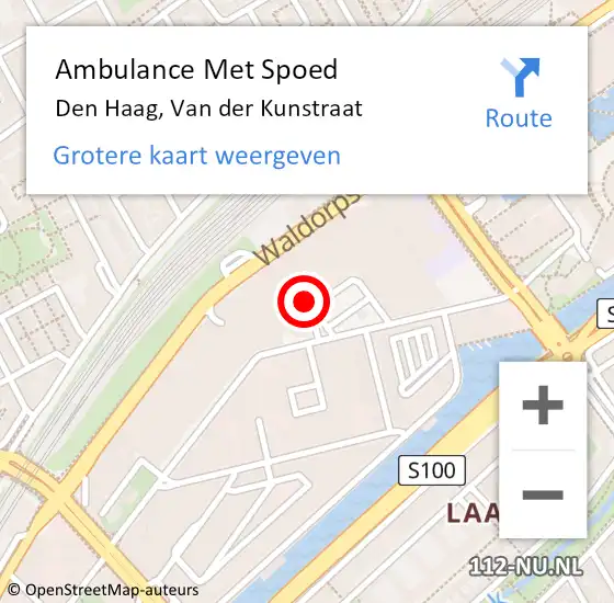 Locatie op kaart van de 112 melding: Ambulance Met Spoed Naar Den Haag, Van der Kunstraat op 22 september 2022 08:46