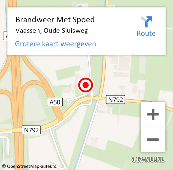 Locatie op kaart van de 112 melding: Brandweer Met Spoed Naar Vaassen, Oude Sluisweg op 22 september 2022 08:47