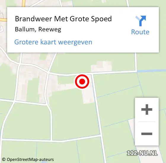 Locatie op kaart van de 112 melding: Brandweer Met Grote Spoed Naar Ballum, Reeweg op 22 september 2022 08:53