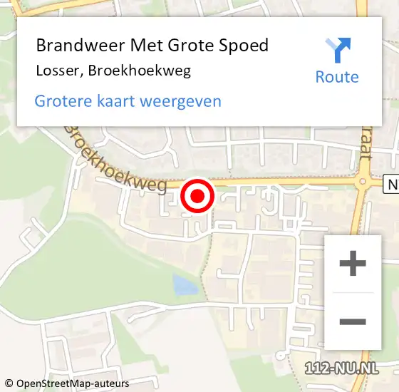 Locatie op kaart van de 112 melding: Brandweer Met Grote Spoed Naar Losser, Broekhoekweg op 22 september 2022 09:12