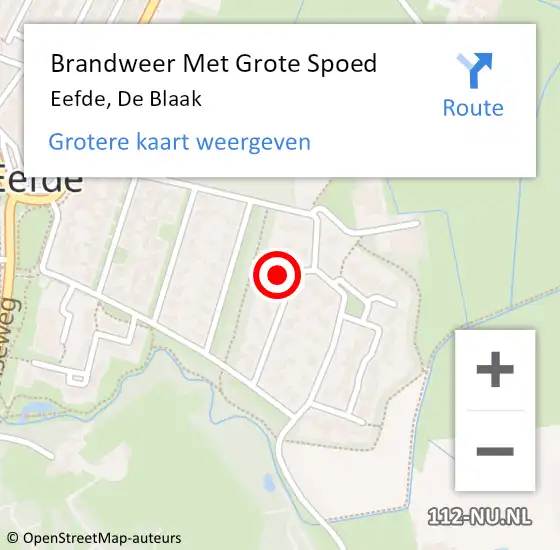 Locatie op kaart van de 112 melding: Brandweer Met Grote Spoed Naar Eefde, De Blaak op 22 september 2022 09:23