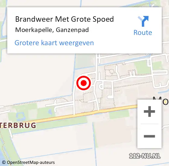 Locatie op kaart van de 112 melding: Brandweer Met Grote Spoed Naar Moerkapelle, Ganzenpad op 22 september 2022 09:42