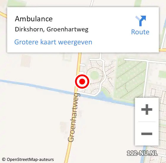 Locatie op kaart van de 112 melding: Ambulance Dirkshorn, Groenhartweg op 22 september 2022 09:50