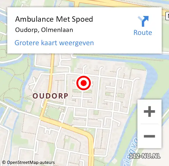 Locatie op kaart van de 112 melding: Ambulance Met Spoed Naar Oudorp, Olmenlaan op 30 juli 2014 04:58