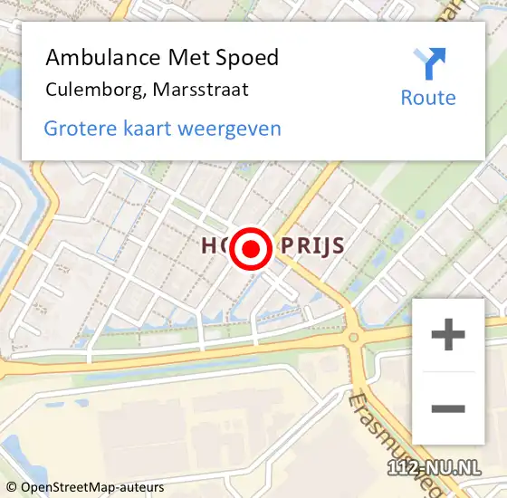 Locatie op kaart van de 112 melding: Ambulance Met Spoed Naar Culemborg, Marsstraat op 22 september 2022 10:06