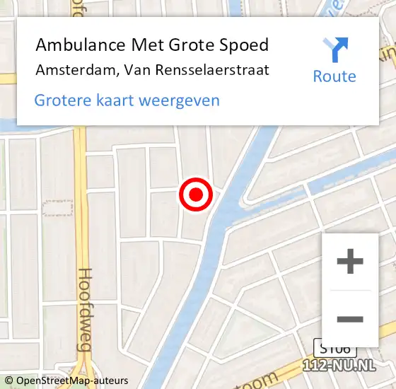 Locatie op kaart van de 112 melding: Ambulance Met Grote Spoed Naar Amsterdam, Van Rensselaerstraat op 22 september 2022 10:07