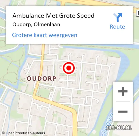 Locatie op kaart van de 112 melding: Ambulance Met Grote Spoed Naar Oudorp, Olmenlaan op 30 juli 2014 05:01