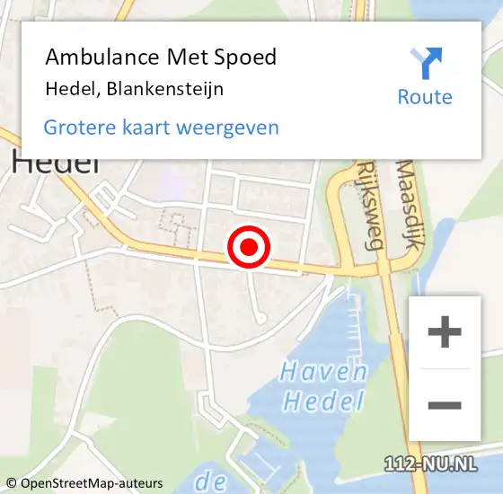 Locatie op kaart van de 112 melding: Ambulance Met Spoed Naar Hedel, Blankensteijn op 22 september 2022 10:31
